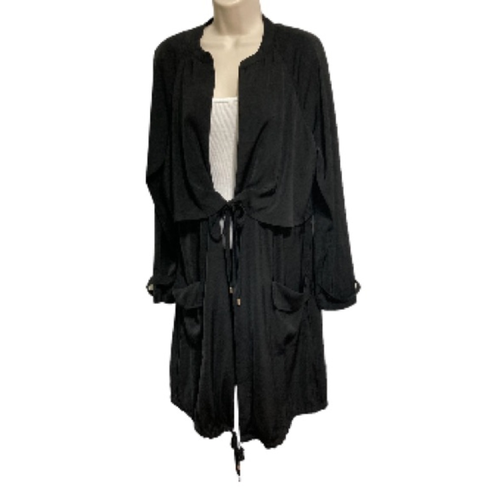 LAUNDRY by SHELLI SEGAL Trench Coat Jacket Lightweight Open Drape Womens…